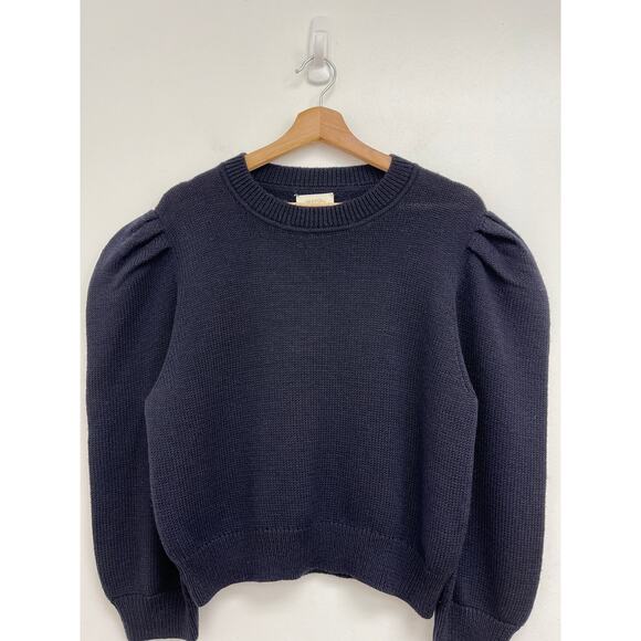 Jessie Loeffler Randall Puff Sleeve Highland Wool Crop Crew Neck Sweater Medium - Picture 5 of 8